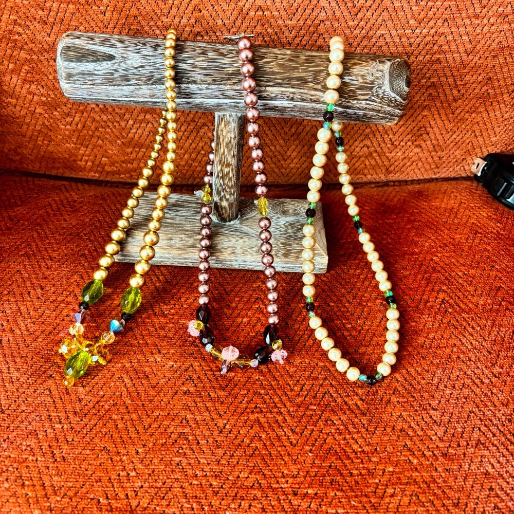 Lot of 3 Glass Pearl Necklaces. Stunning